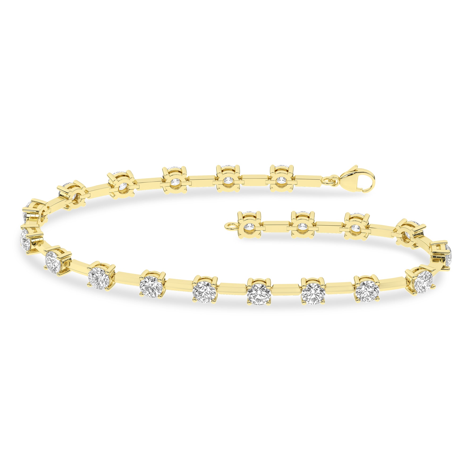 4.00Ctw 14K Yellow Gold Lab Grown Diamond Station Bracelet 7In 5.2Dwtigi Certified