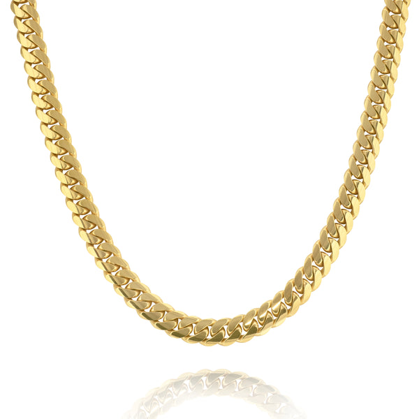 Custom 10mm-12mm Solid Yellow Gold Cuban Link Chain