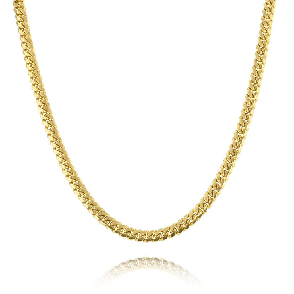10K Yellow Gold Triple Clasp Cuban Link Chain 22In 8Mm 67.7Dwt