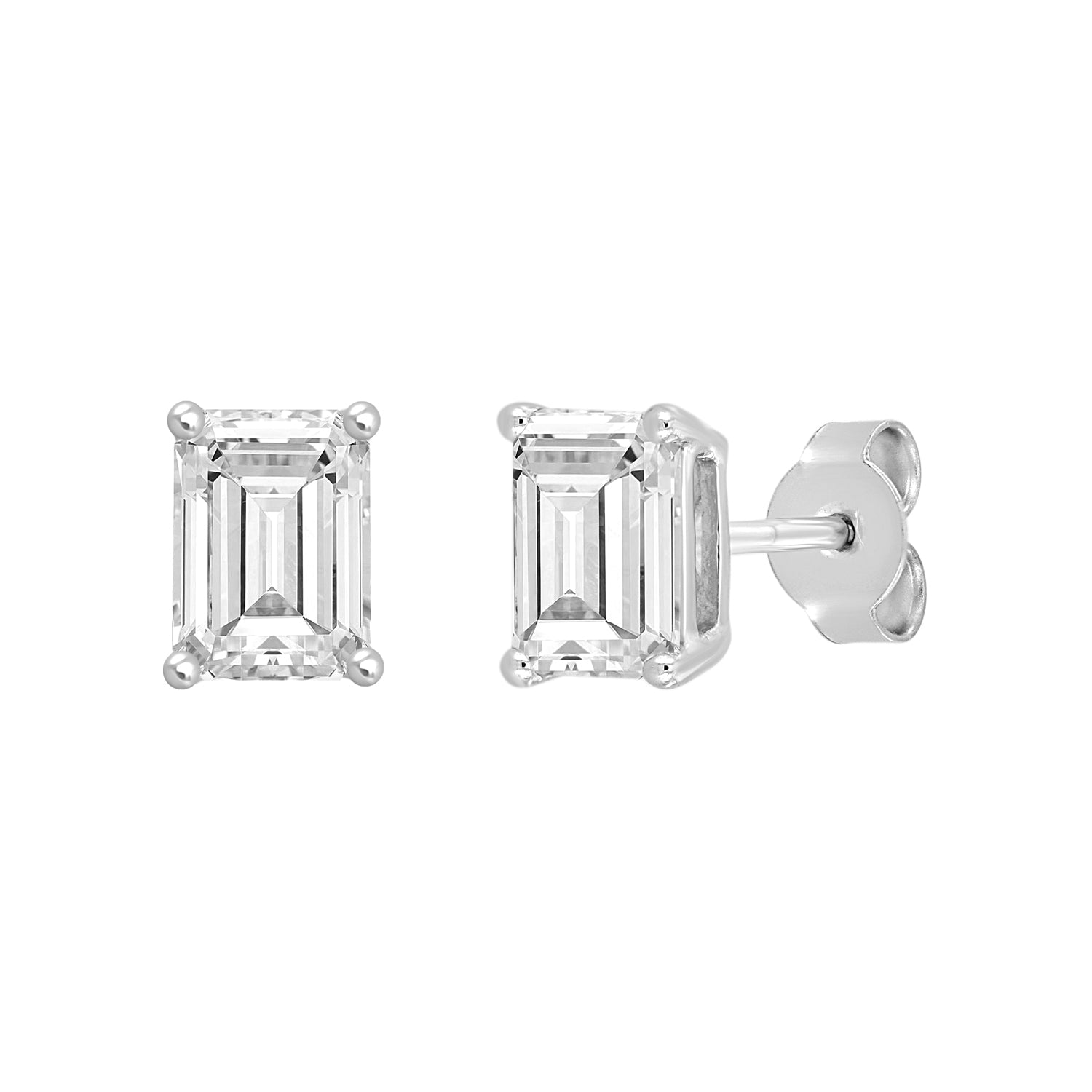 2.0Ct 14K White Gold Lab Grown Diamond Solitaire Stud Earrings 1.0Dwt