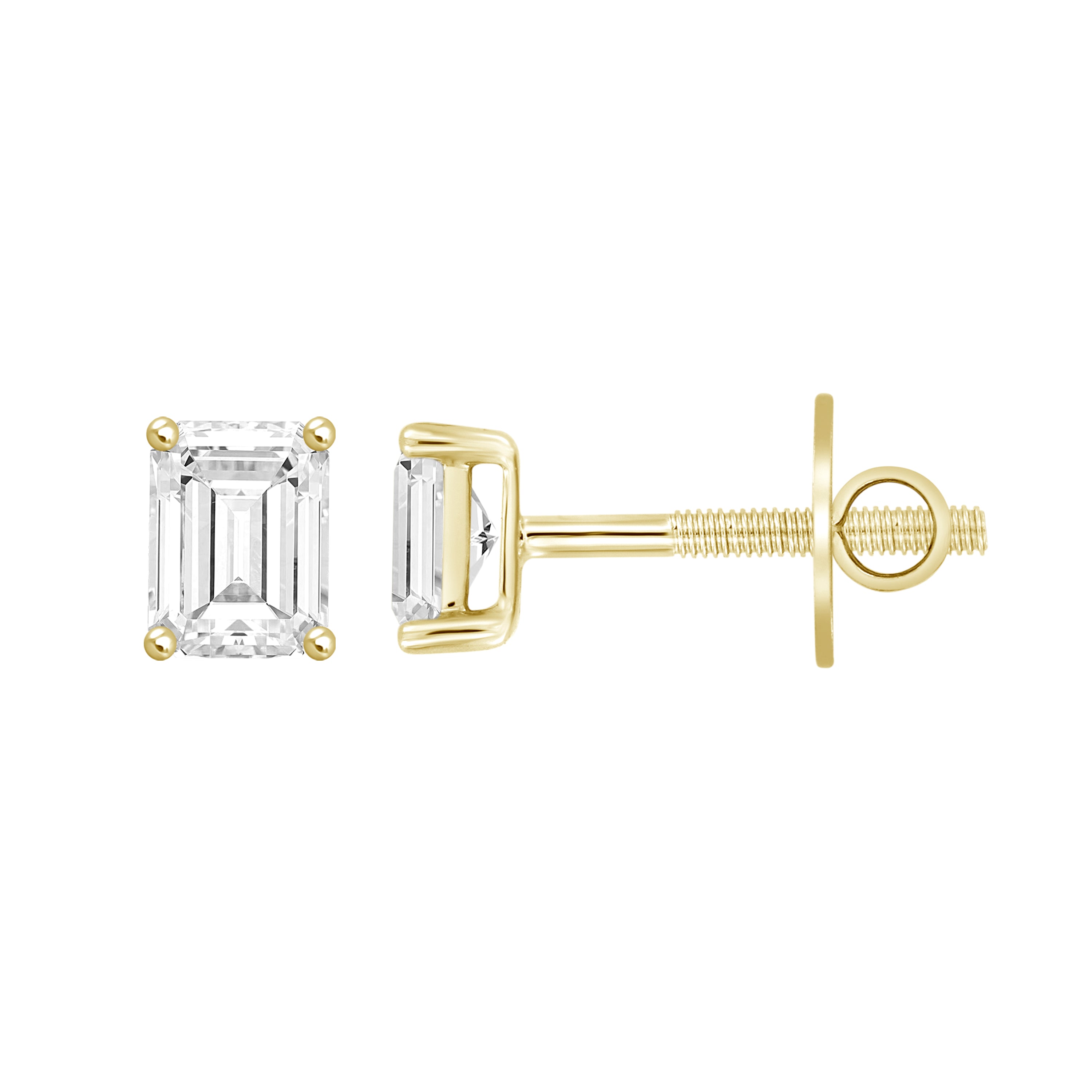 3.0Ct 14K Yellow Gold Lab Grown Diamond Solitaire Stud Earrings 1.6Dwt