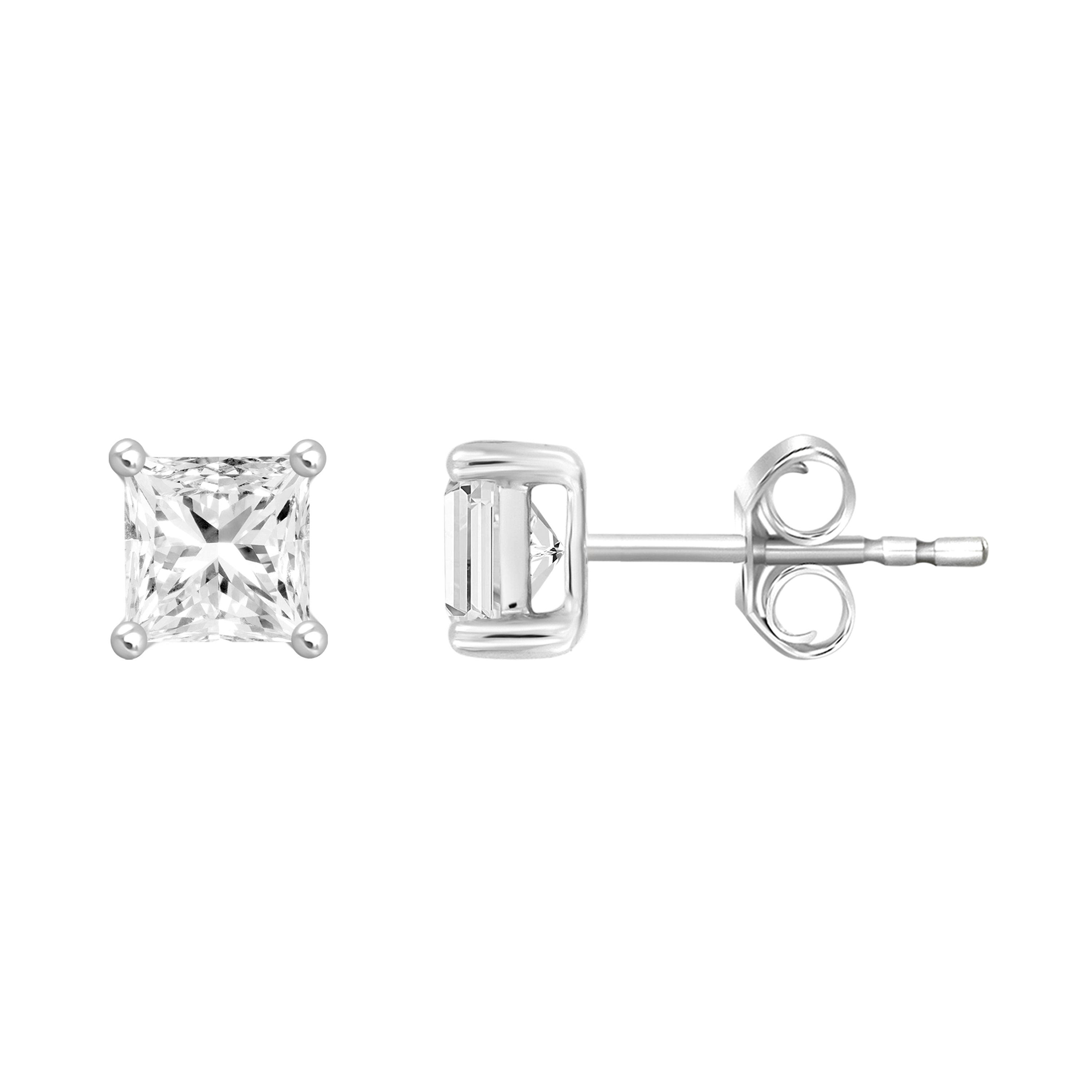 2.0Ct 14K White Gold Lab Grown Diamond Solitaire Stud Earrings 0.9Dwt
