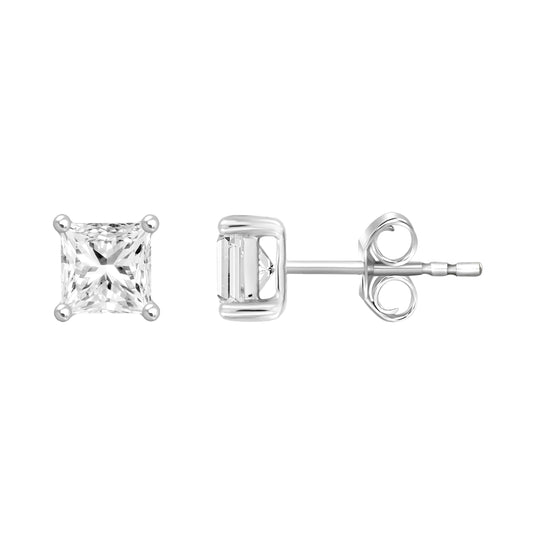2.0Ct 14K White Gold Lab Grown Diamond Solitaire Stud Earrings 0.9Dwt