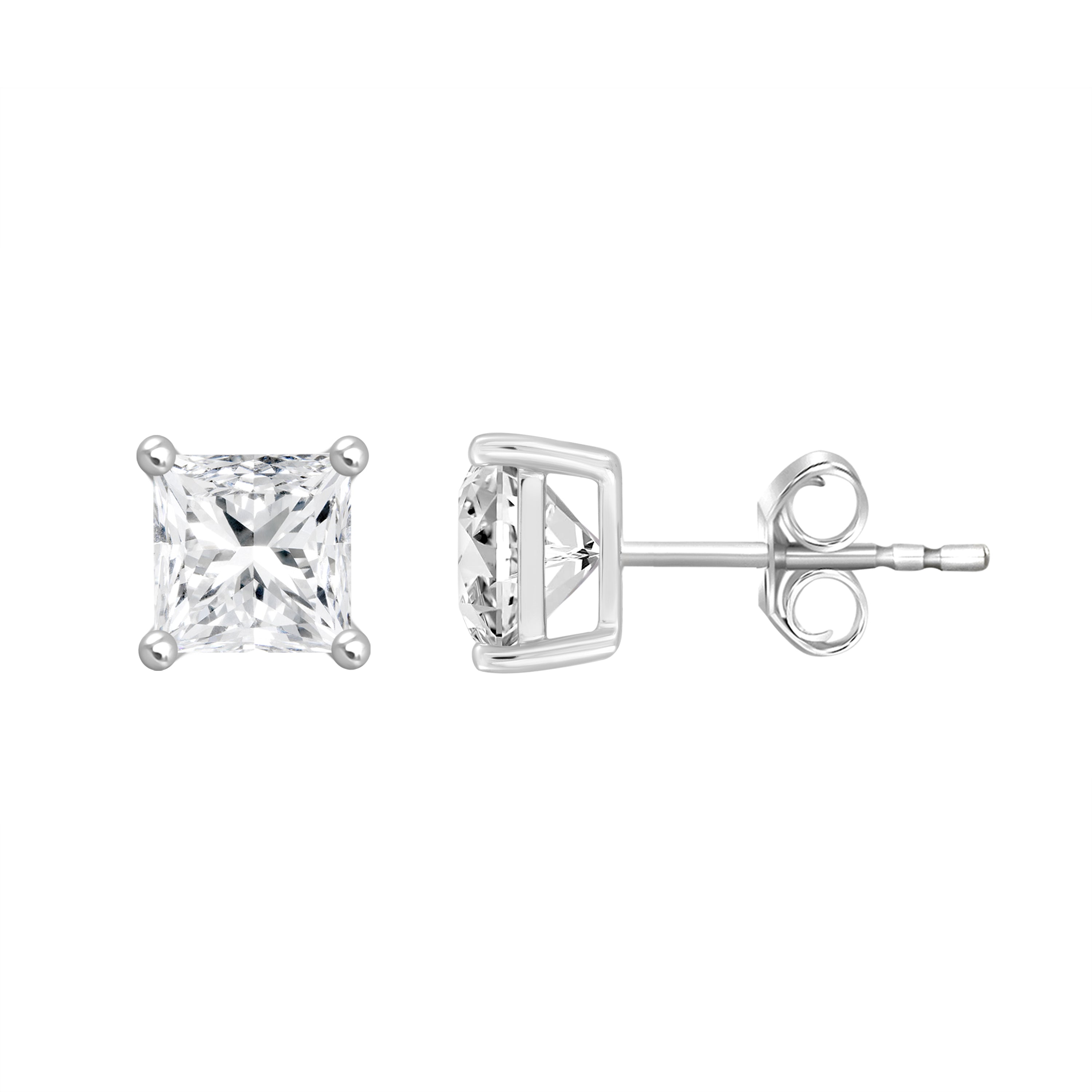 3.0Ct 14K White Gold Lab Grown Diamond Solitaire Stud Earrings 1.3Dwt