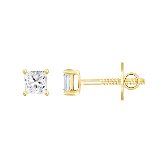 3.0Ct 14K Yellow Gold Lab Grown Diamond Solitaire Stud Earrings 1.5Dwt