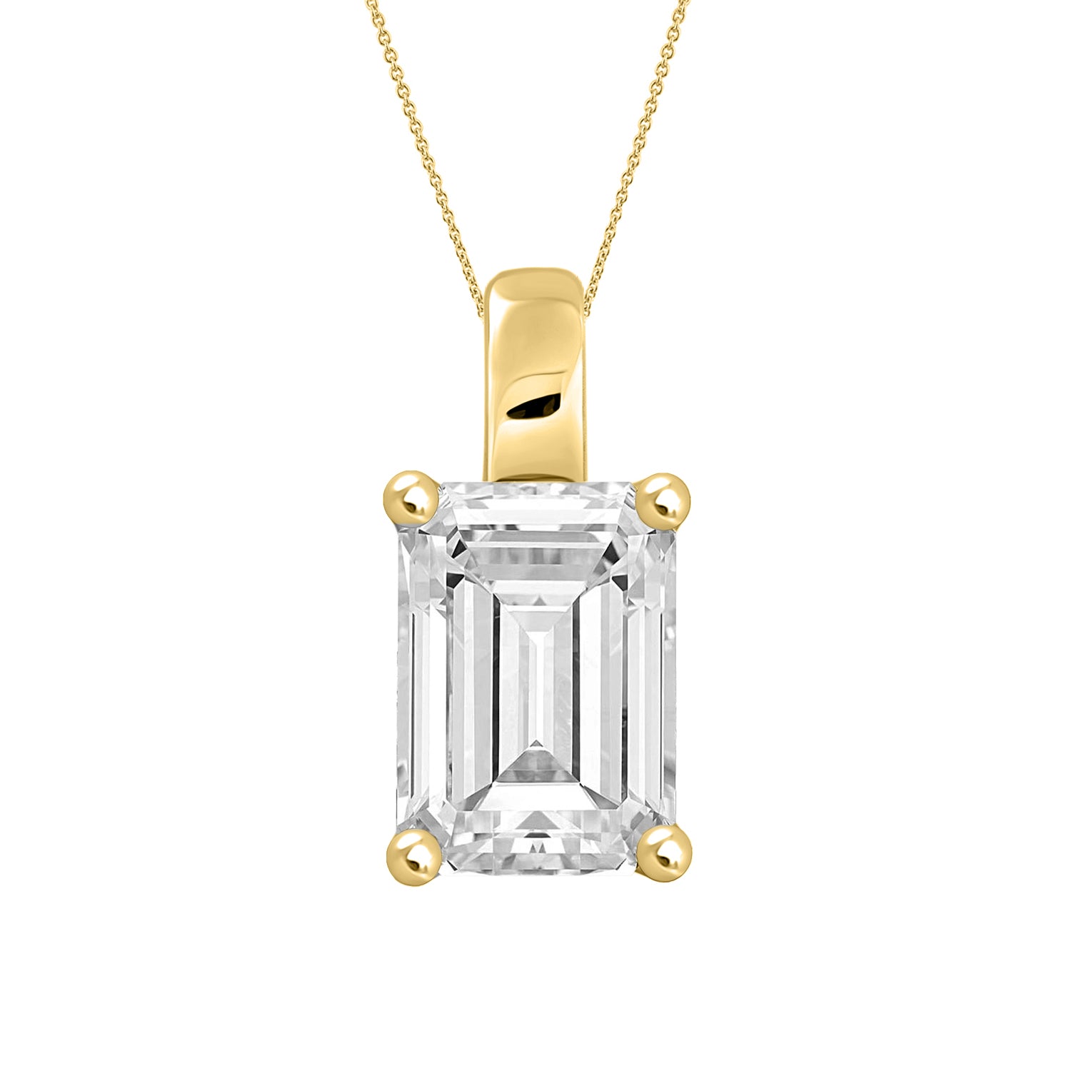 2.00Ctw 14K Yellow Gold Lab Grown Diamond Cable Link Rect Solitaire Pendant/ Necklace 18In 2.0Dwt