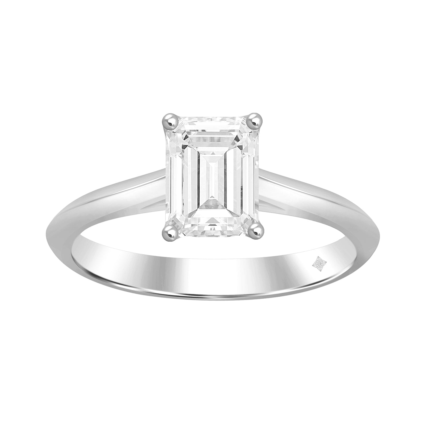 1.50Ct 14K White Gold Rect. Lab Grown Diamond Solitaire Engagement Ring Size 7 2.1Dwt