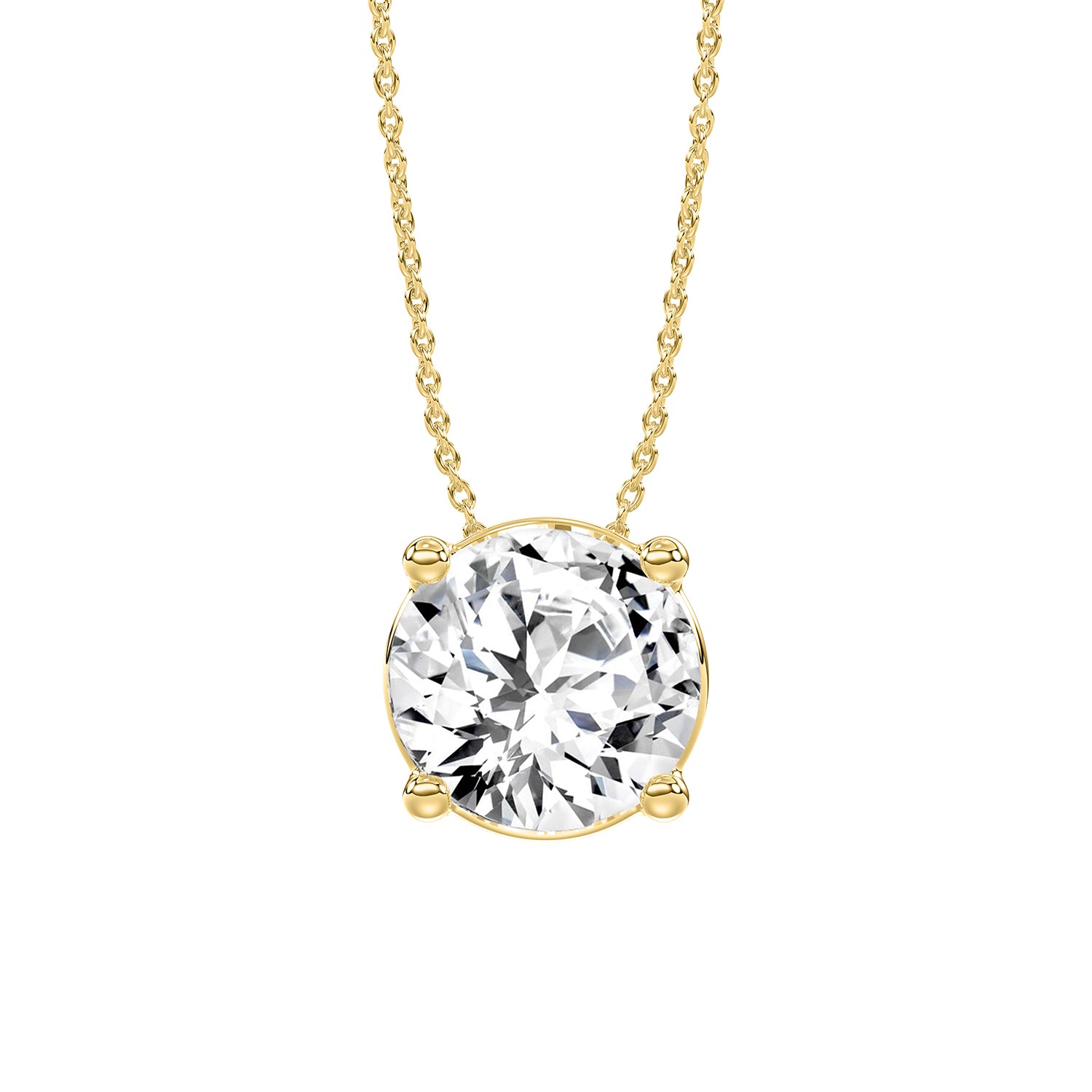 2.00Ctw 14K Yellow Gold Rd Lab Grown Diamond Cable Link Solitaire Pendant/ Necklace 18In 1.7Dwt