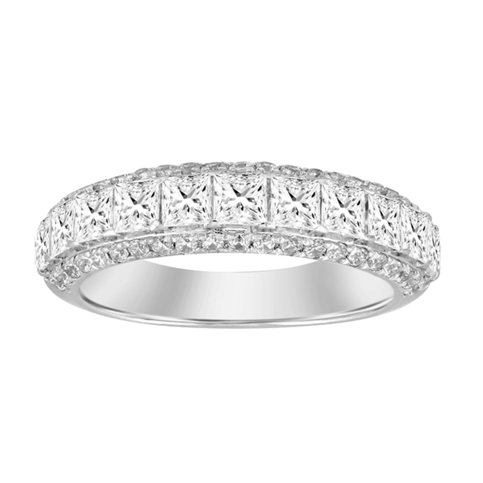 1.50Ctw 14K White Gold  Lab Grown Lds Diamond Wedding Band Ring Size 7 2.6Dwt