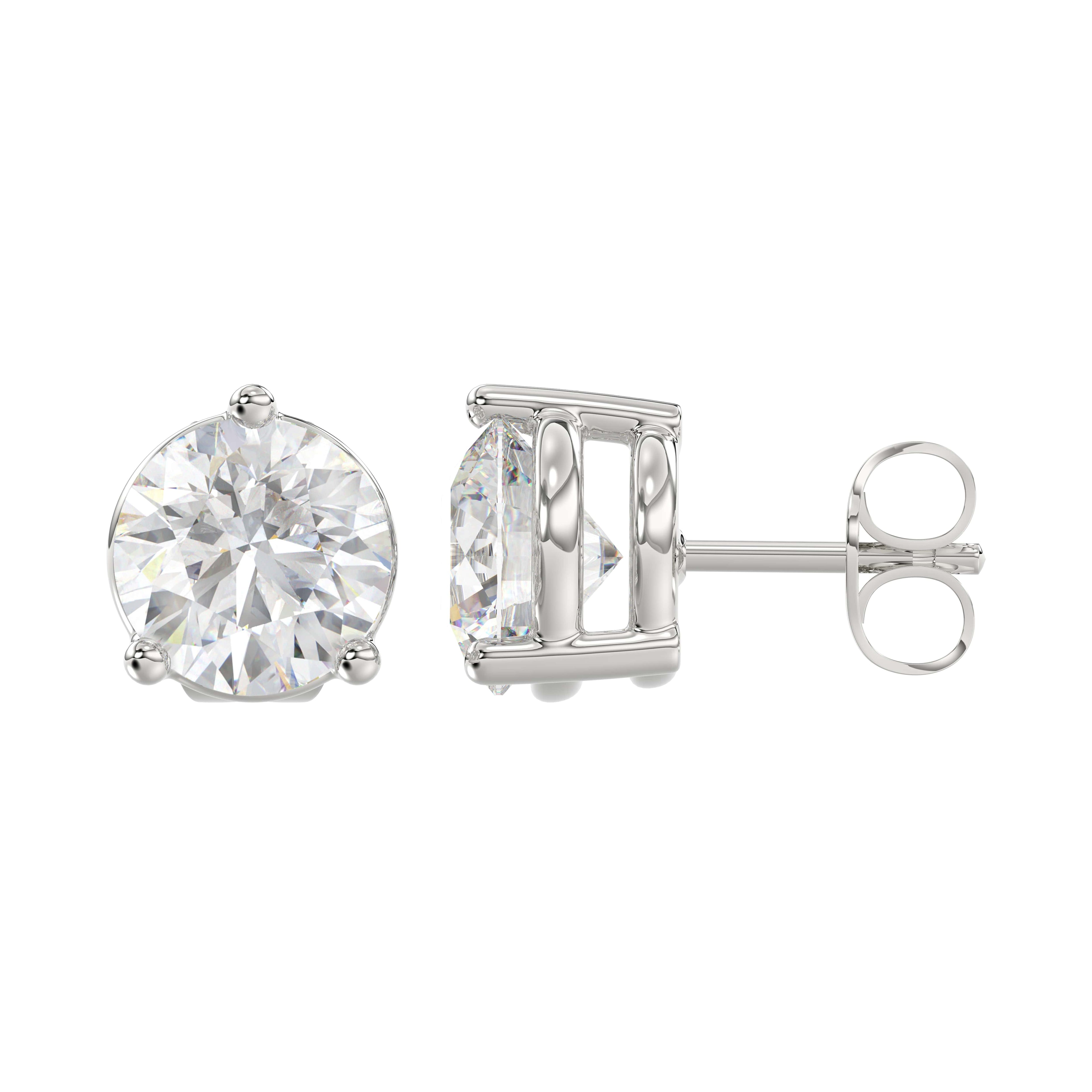 2.50Ctw 14K White Gold Lab Grown Round Diamond Solitaire Stud Earrings 1.2DWT