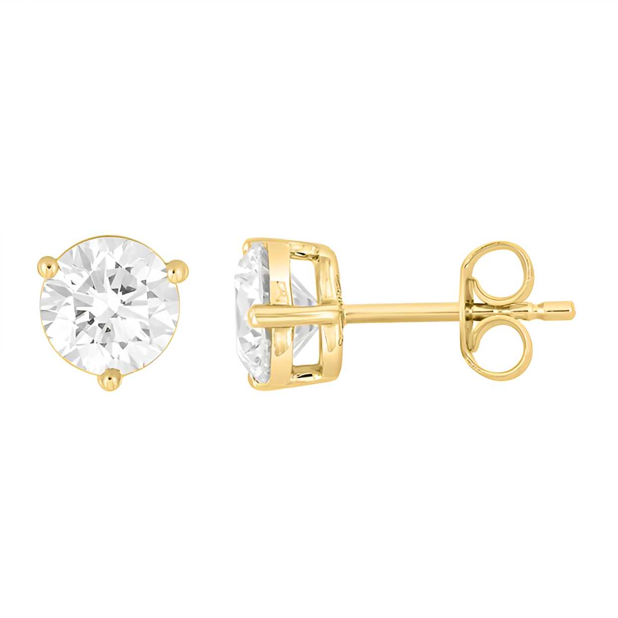 2.50Ct 14K Yellow Gold Lab Grown Diamond Solitaire Stud Earring 1.1Dwt