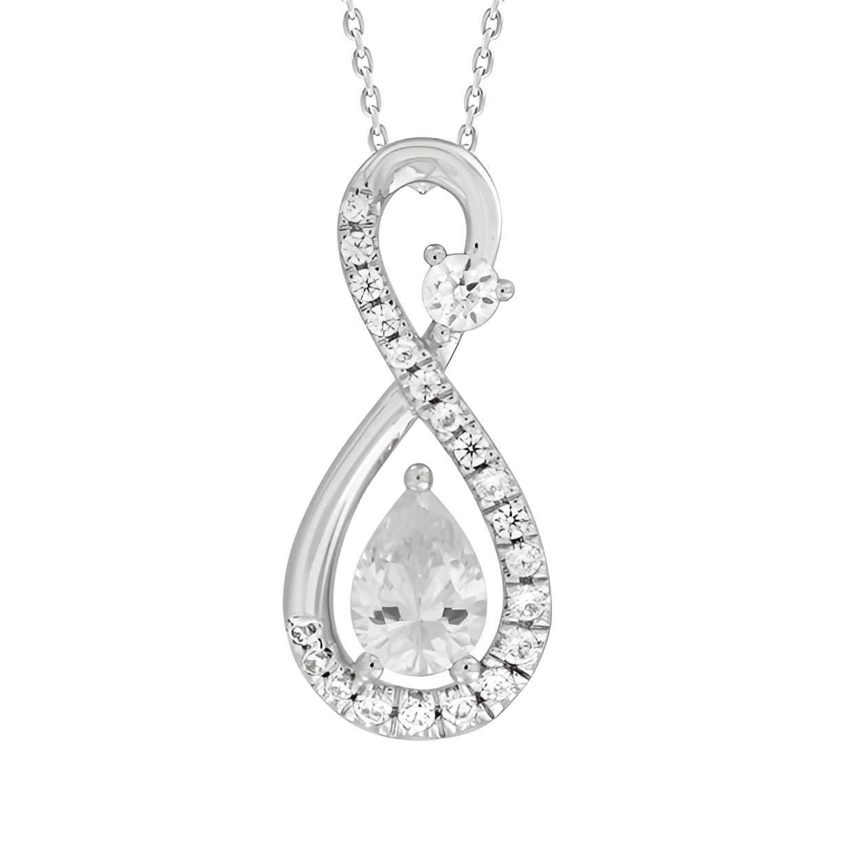 0.75Ctw 14K White Gold  Rd/Pear Lab Grown Diamond Infinity Pendant/Necklace 18In 2.3Dwt