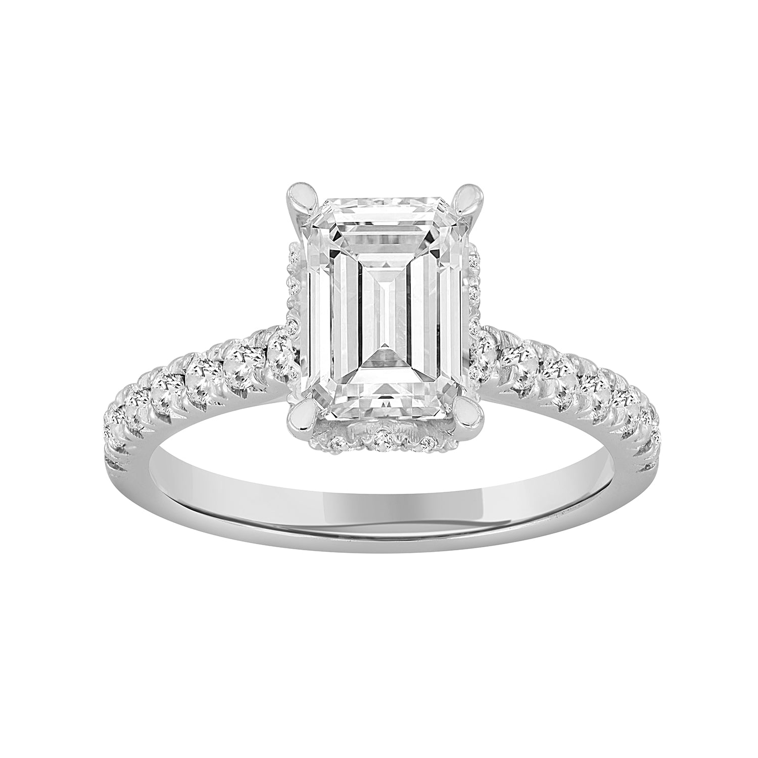 2.50Ctw 14K White  Gold Rectangle Lab Grown Diamond Solitaire Engagement Ring Size7 2.3Dwt