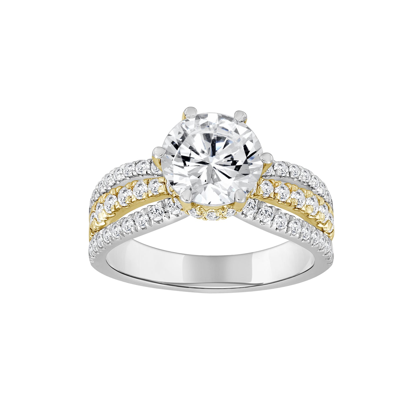 2.75Ctw 14K Two Tone Gold Lab Grown Diamond Solitaire Wedding Ring Size7 3.0Dwt