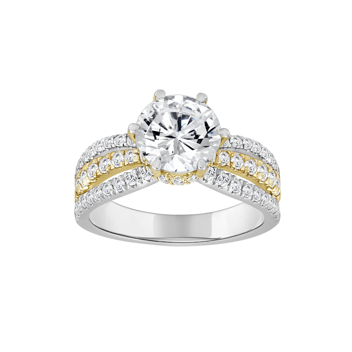 2.75Ctw 14K Two Tone Gold Lab Grown Diamond Solitaire Wedding Ring Size7 3.0Dwt