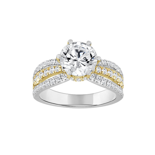 2.75Ctw 14K Two Tone Gold Lab Grown Diamond Solitaire Wedding Ring Size7 3.0Dwt