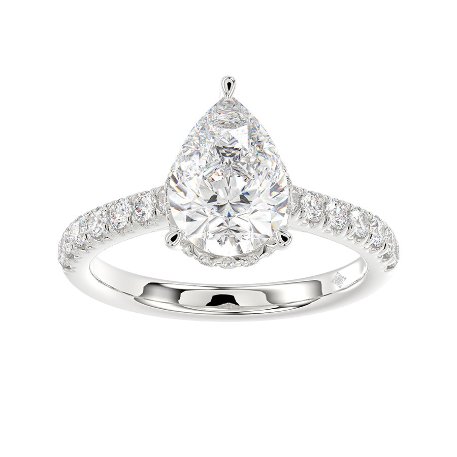 2.50Ctw 14K White Gold Pear Lab Grown Diamond Solitaire Engagement Ring Size7 2.0Dwt