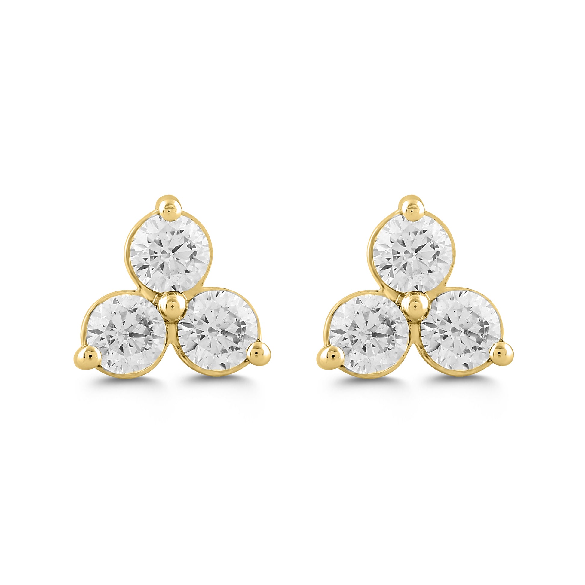 1.0Ct 14K Yellow Gold Lab Grown Diamond Stud Earrings 1.2Dwt