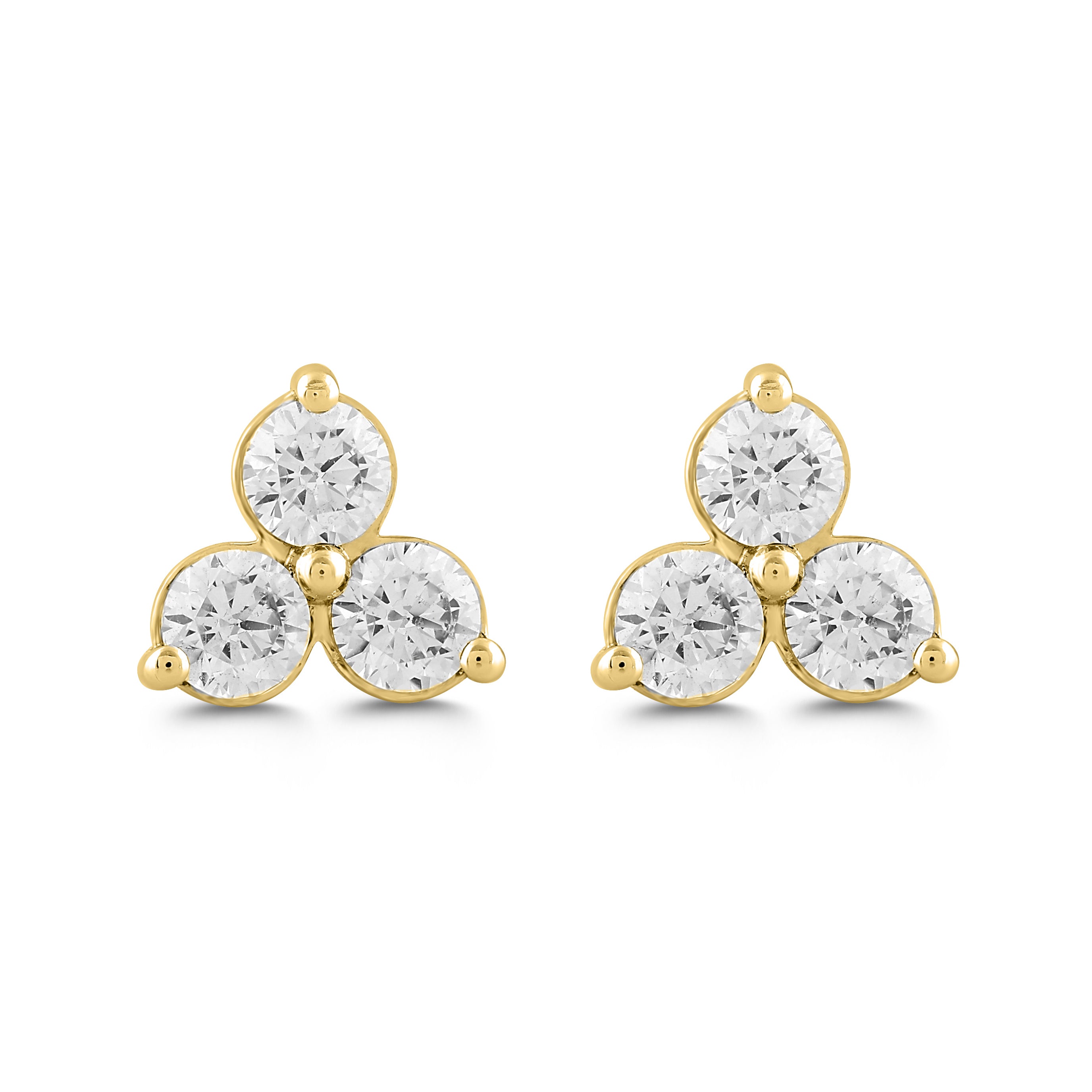 1.0Ct 14K Yellow Gold Lab Grown Diamond Stud Earrings 1.2Dwt