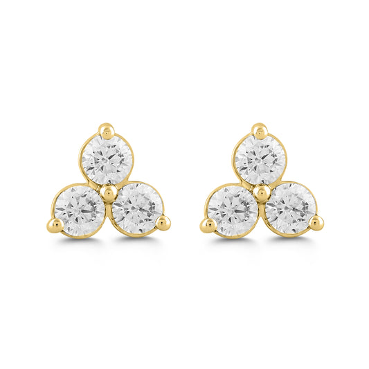 1.0Ct 14K Yellow Gold Lab Grown Diamond Stud Earrings 1.2Dwt