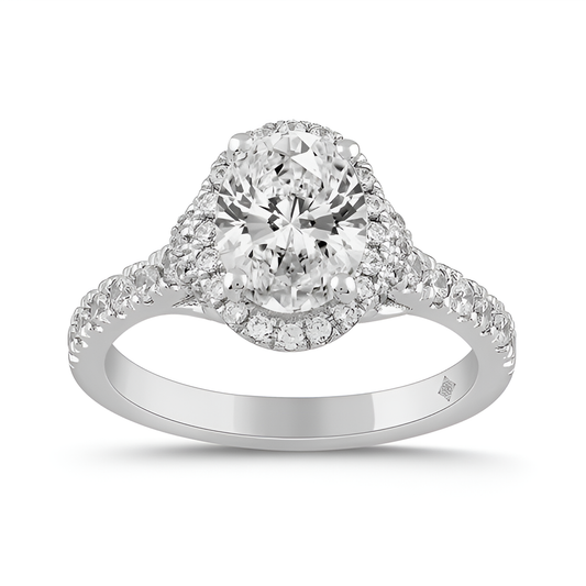 2.00Ctw 14K White Gold Rd/Oval Lab Grown Diamond Solitaire Wedding Ring Size7 1.4Dwt