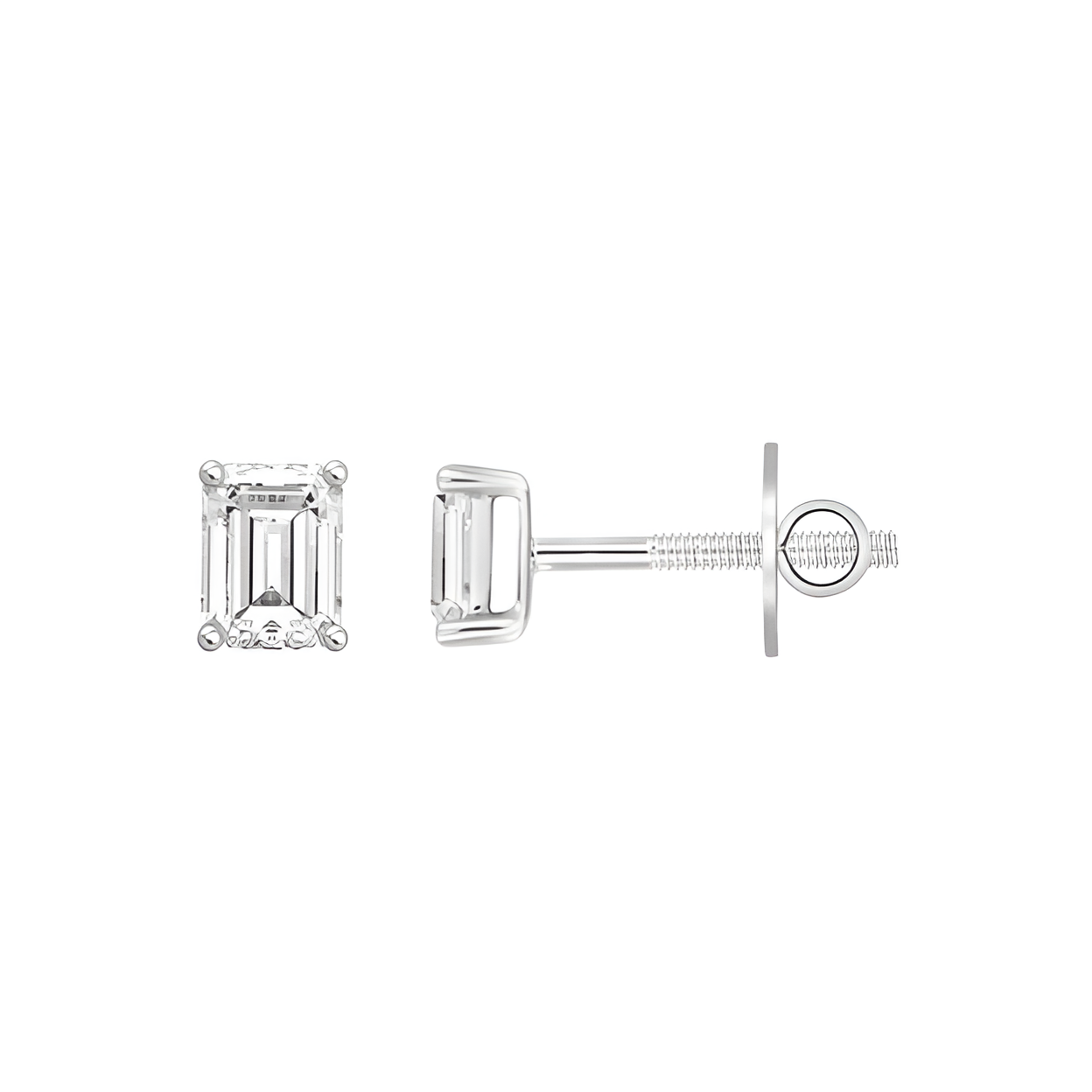 4.0Ct 14K White Gold Lab Grown Diamond Solitaire Stud Earrings 1.6Dwt