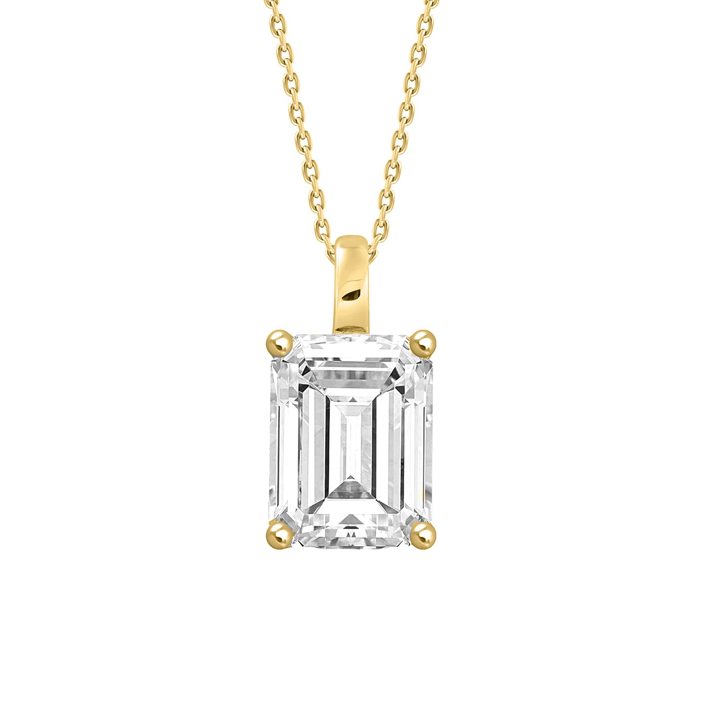 2.50Ct 14K Yellow Gold Rect. Lab Grown Diamond Solitaire Pendant/Necklace 18In 2.1Dwt