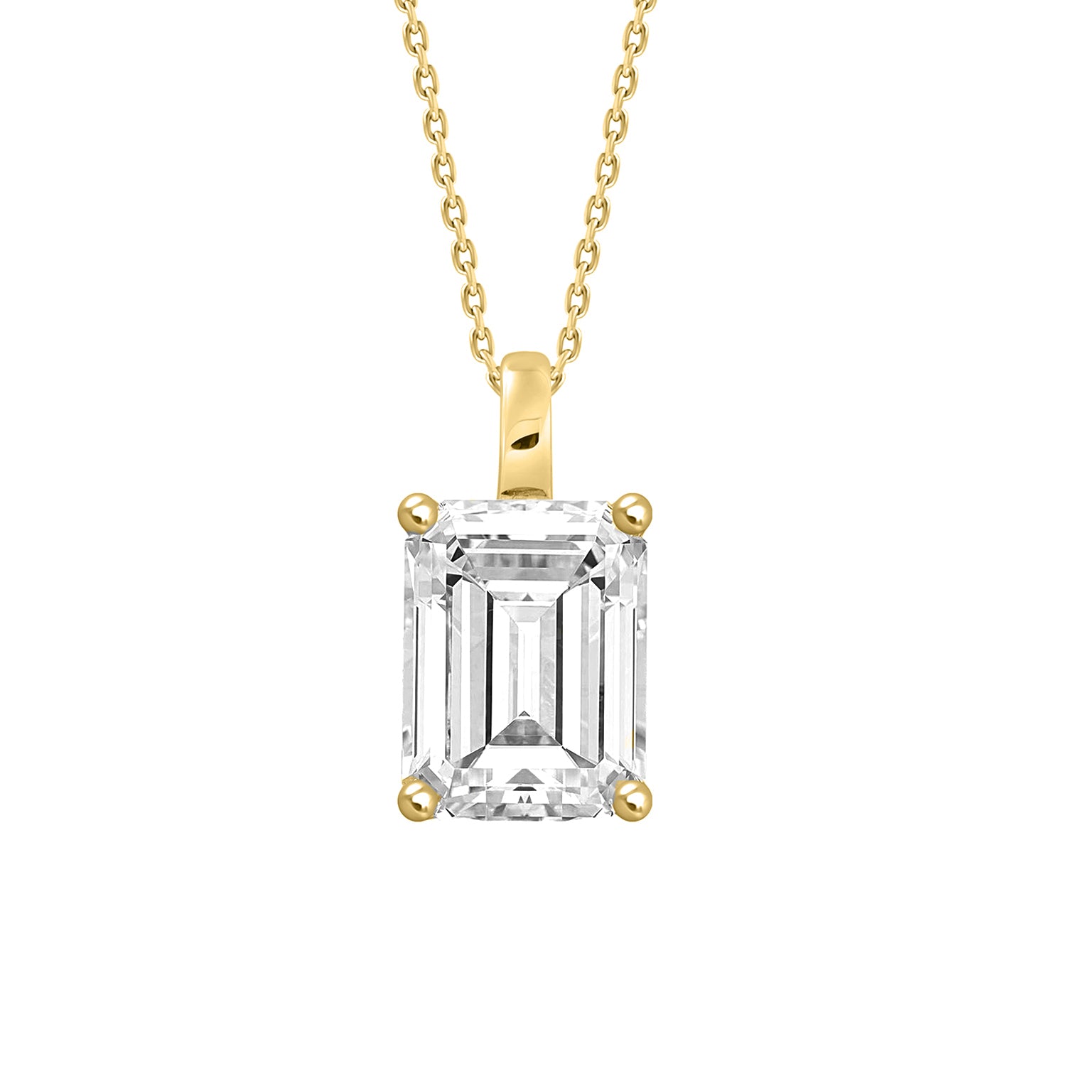 2.50Ct 14K Yellow Gold Rect. Lab Grown Diamond Solitaire Pendant/Necklace 18In 2.1Dwt