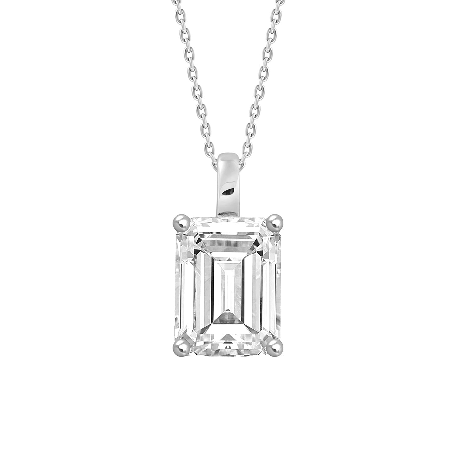 4.00Ct 14K White Gold Lab Grown Diamond Solitaire Pendant/Necklace 18 2.7Dwt