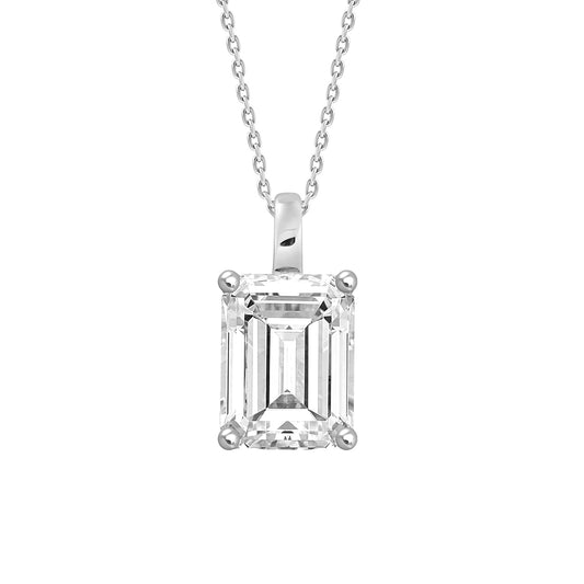 4.00Ct 14K White Gold Lab Grown Diamond Solitaire Pendant/Necklace 18 2.7Dwt