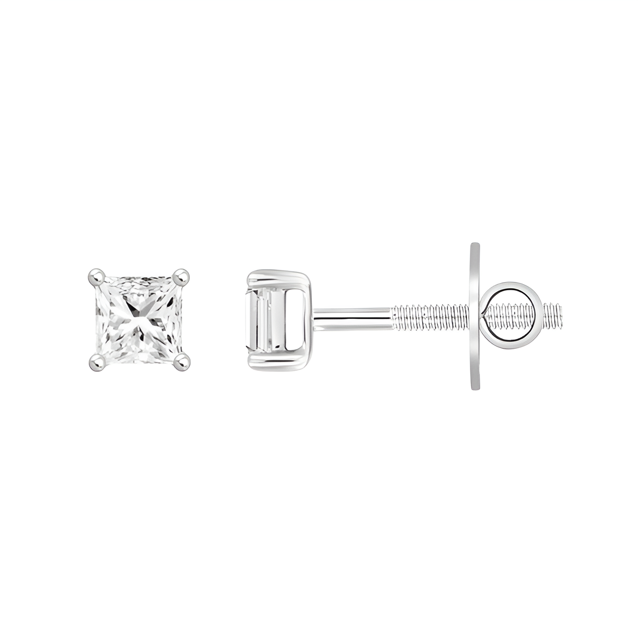 2.50Ct 14K White Gold Lab Grown Diamond Solitaire Stud Earrings 1.1Dwt