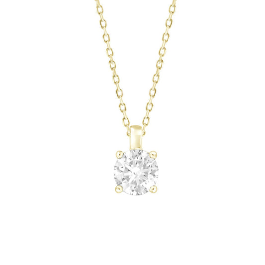 2.50Ctw 14K Yellow  Gold  Lab Grown Diamond Cable Link Rd Solitaire Pendant/ Necklace 18In  1.8Dwt