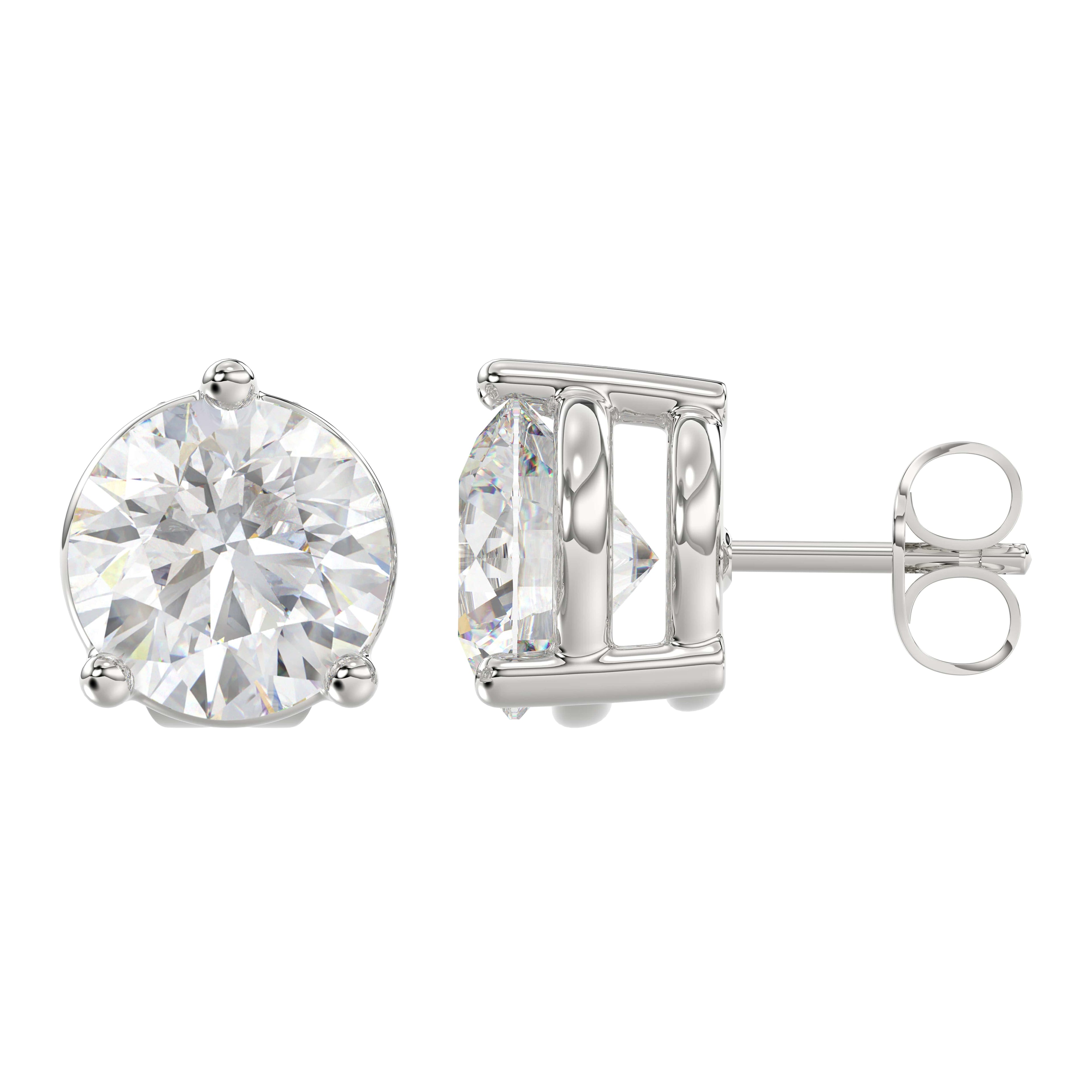 4.0Ct 14K White Gold Rd Lab Grown  Diamond Solitaire Stud Earrings 1.4Dwt