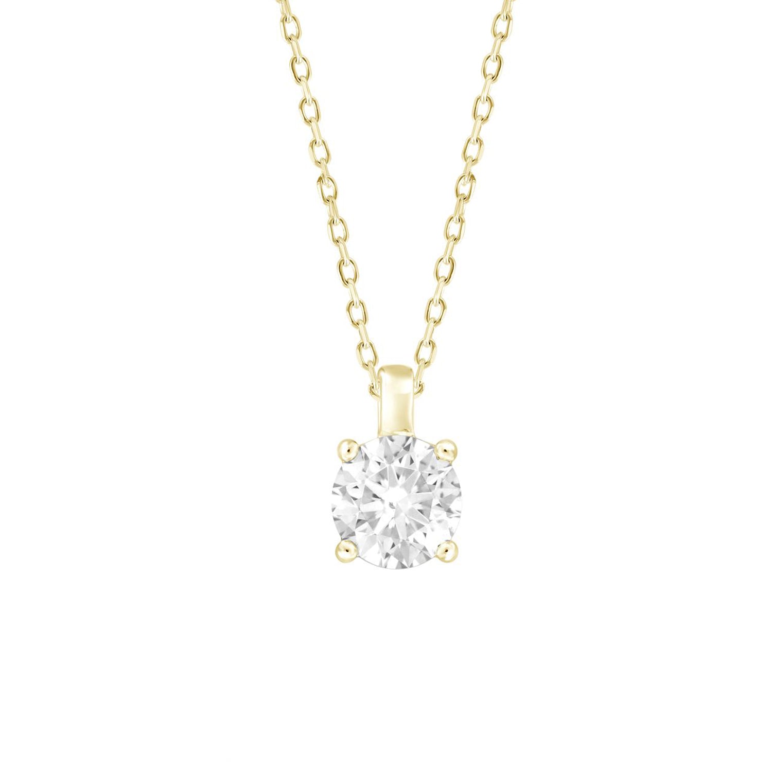 4.00Ctw 14K Yellow Gold Lab Grown Diamond Cable Link Rd Solitaire Pendant/ Necklace 18In  2.2Dwt