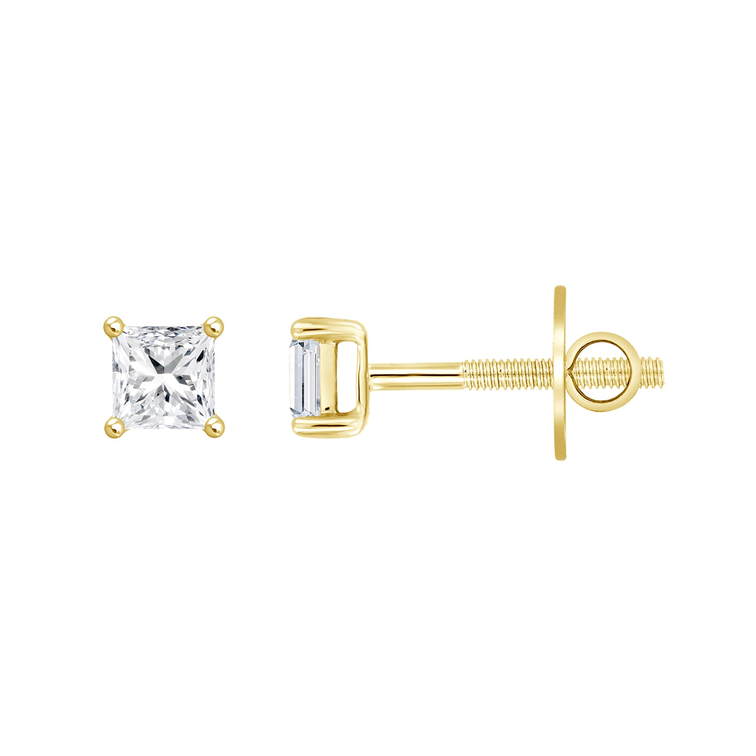 4.0Ct 14K Yellow Gold Lab Grown Diamond Solitaire Stud Earrings 1.4Dwt