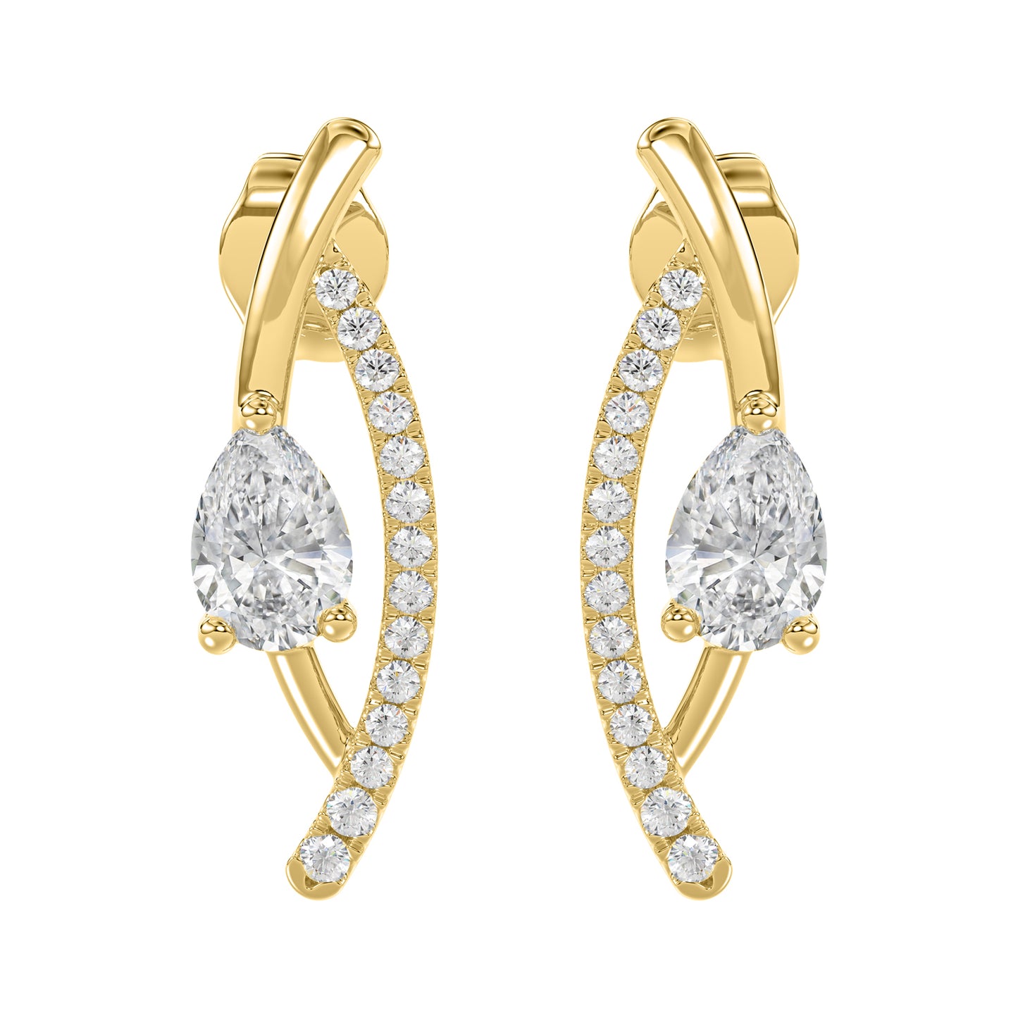 1.25Ct 14K Yellow Gold Lab Grown Diamond Fashion Earrings 1.3Dwt