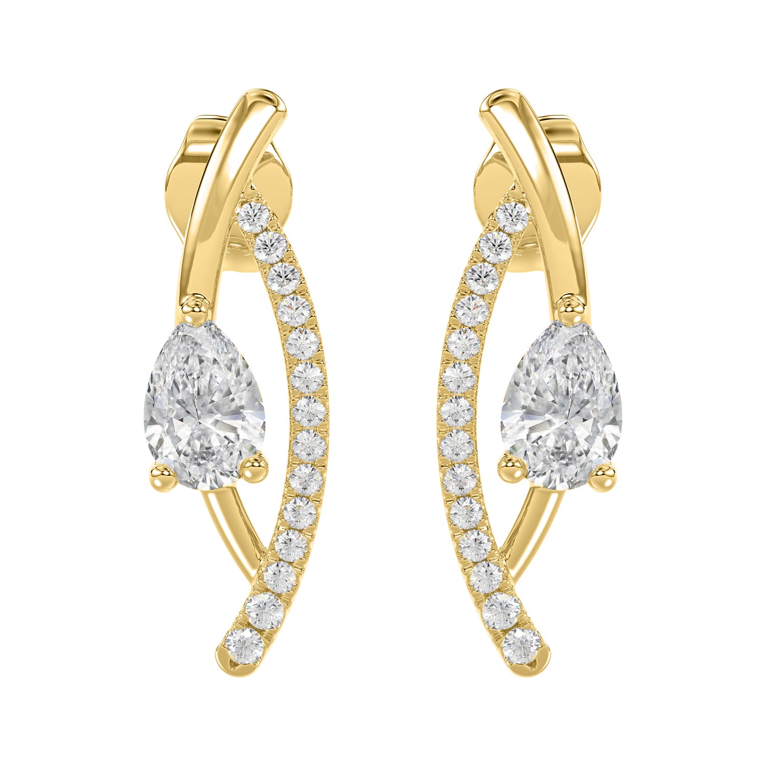 1.25Ct 14K Yellow Gold Lab Grown Diamond Fashion Earrings 1.3Dwt