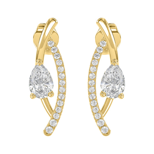 1.25Ct 14K Yellow Gold Lab Grown Diamond Fashion Earrings 1.3Dwt