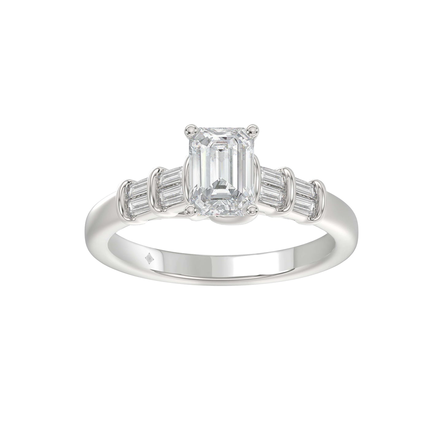 2.25Ctw 14K White Gold Bgt Lab Grown Diamond Solitaire Engagement Ring Size7 2.7Dwt