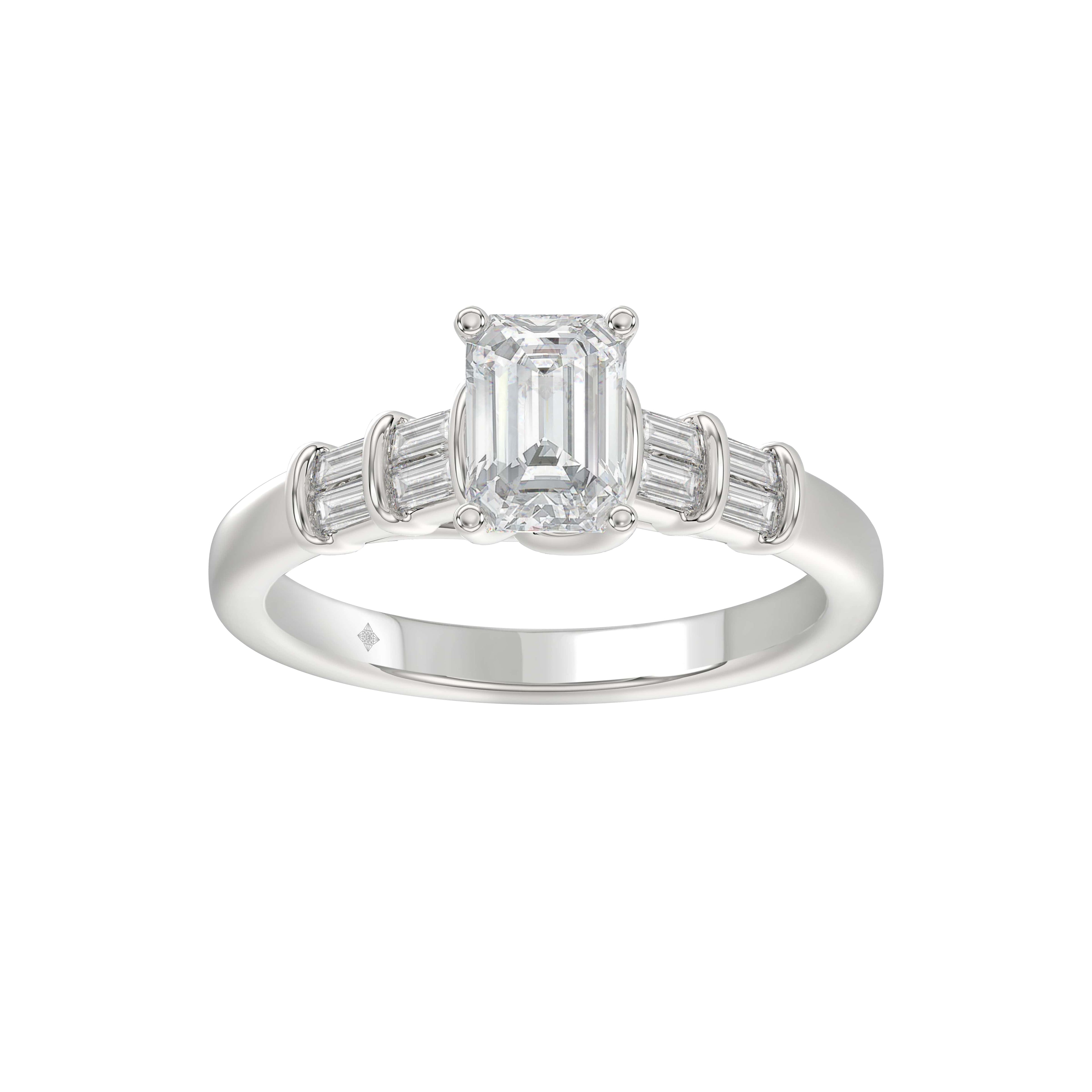 2.25Ctw 14K White Gold Bgt Lab Grown Diamond Solitaire Engagement Ring Size7 2.7Dwt