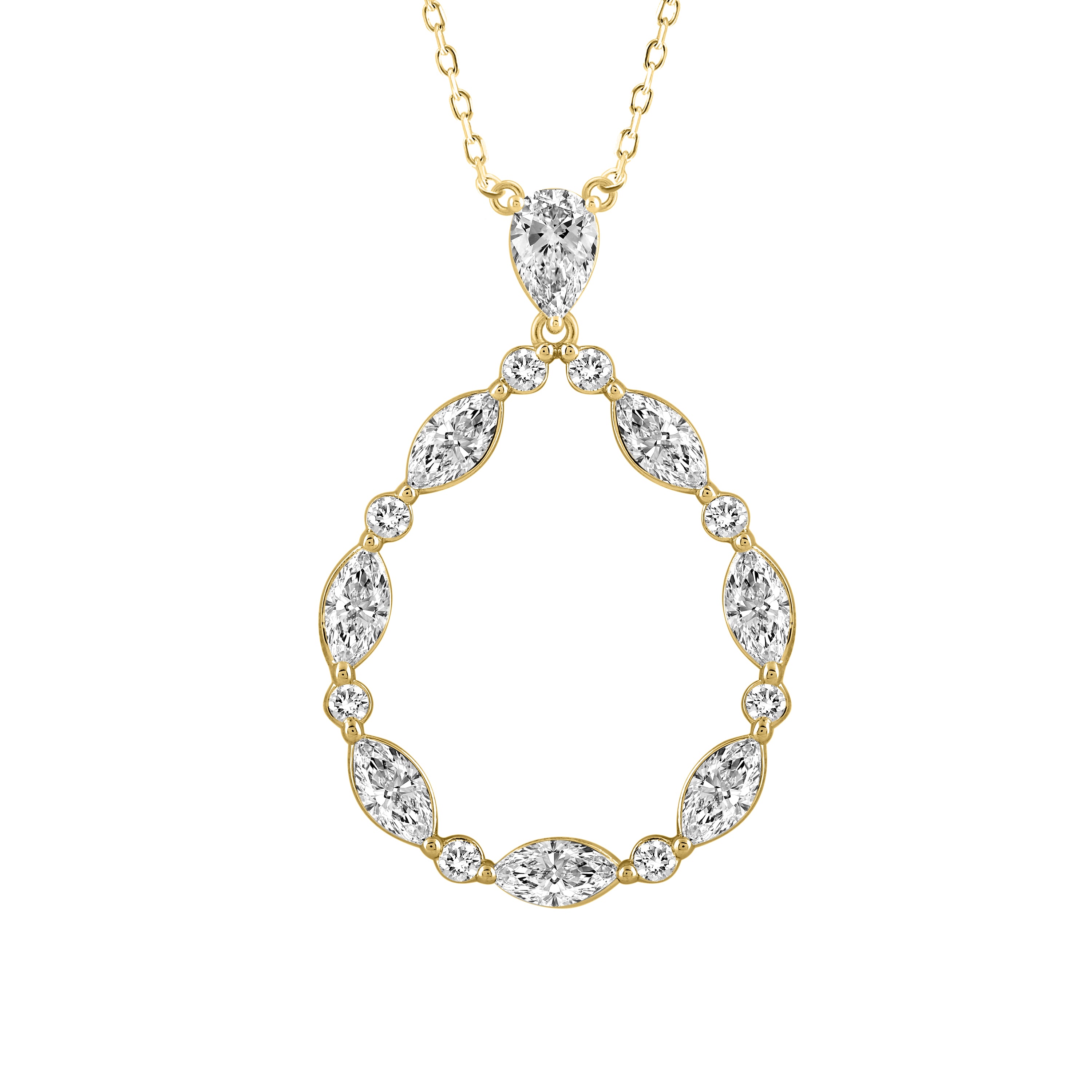 2.0Ct 14K Yellow Gold Lab Grown Diamond Pendant Necklace 18In 2.7Dwt