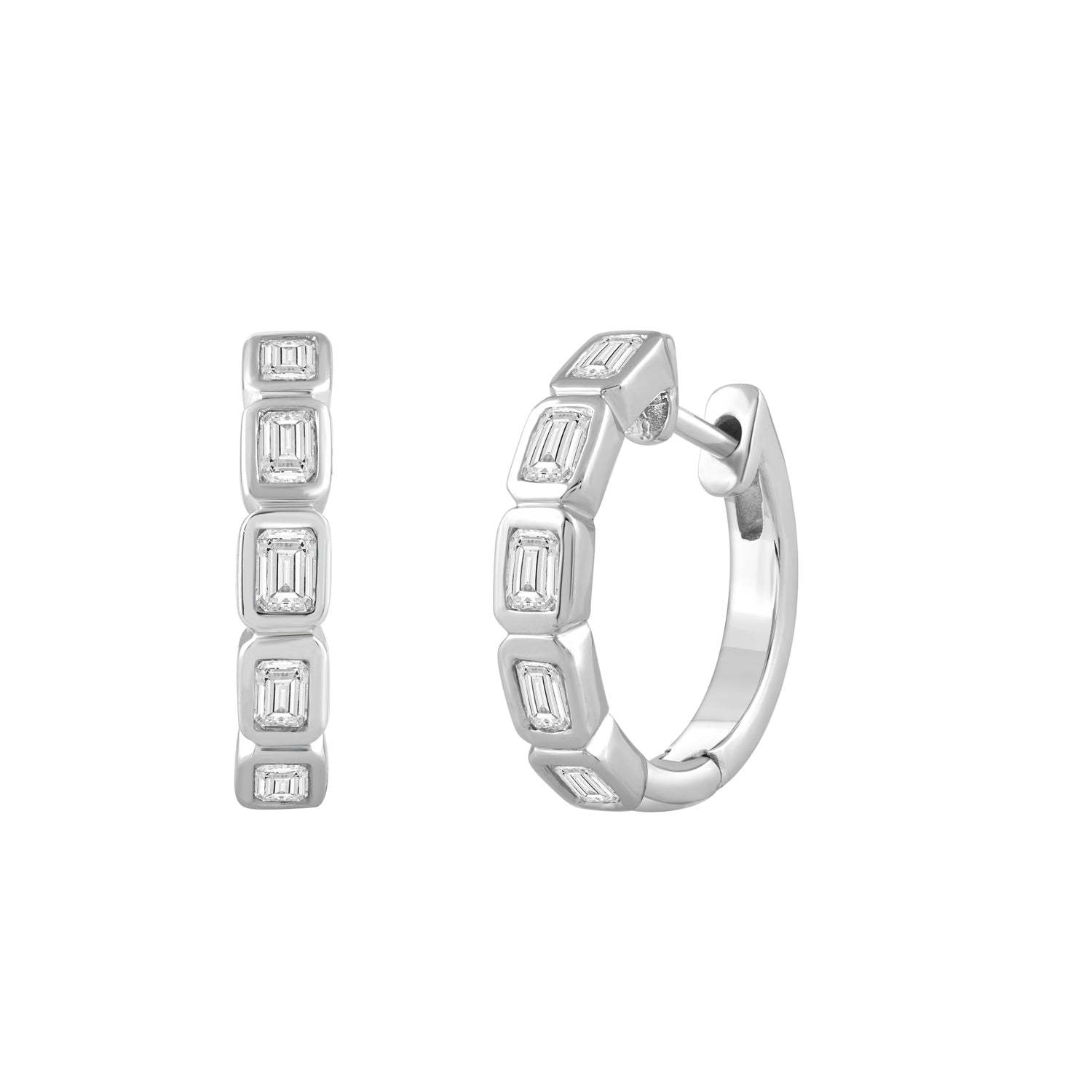 1.0Ct 14K White Gold Lab Grown Diamond Medium Hoop Earrings 2.5Dwt