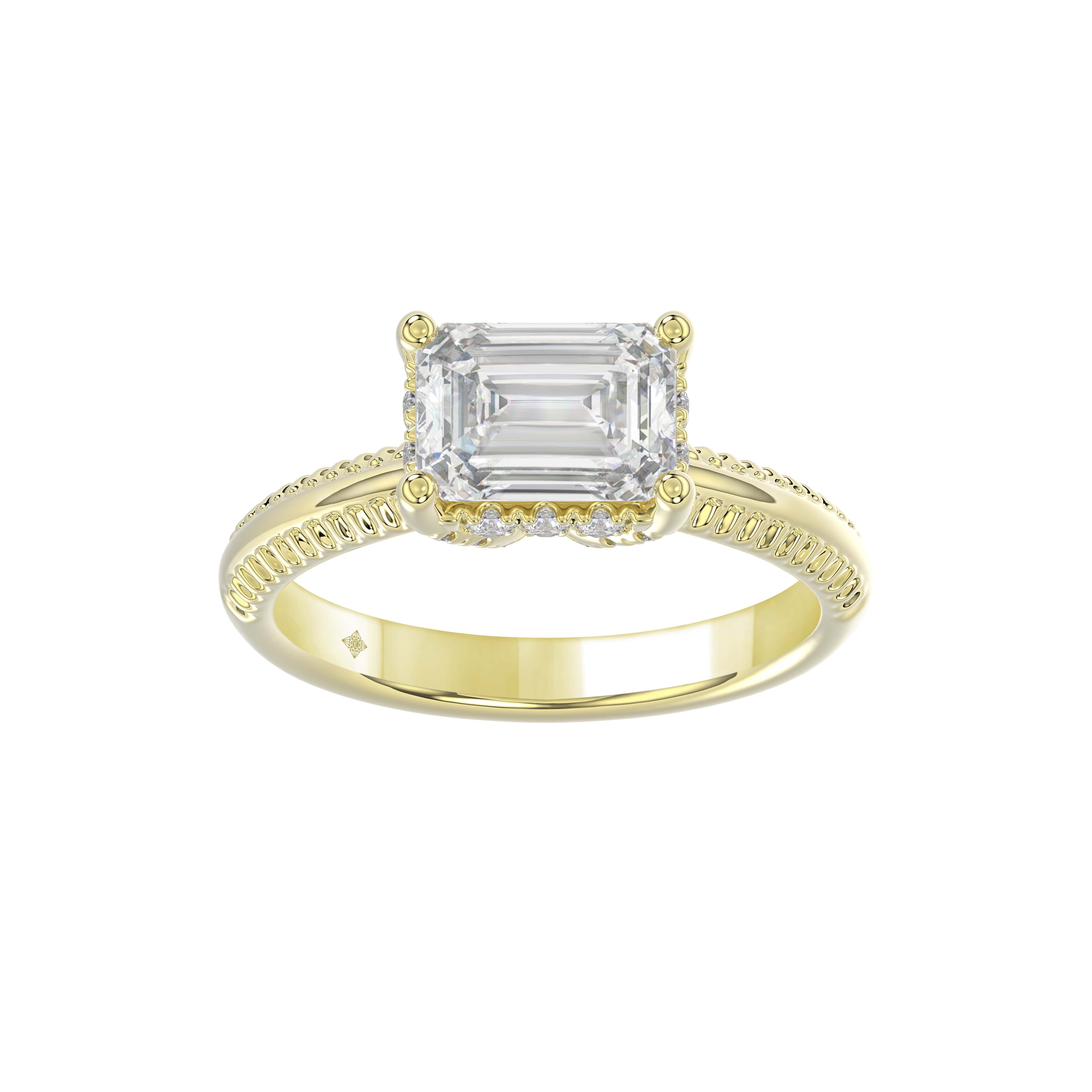 2.25Ctw 14K Yellow Gold Rectangle Lab Grown Diamond Solitaire Engagement Ring Size7 3.1Dwt