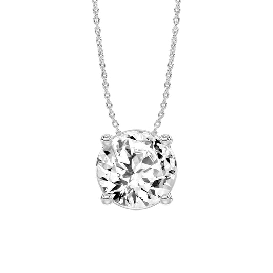 1.50Ctw 14K White  Gold  Lab Grown Diamond Cable Link Rd Solitaire Pendant/ Necklace 18In  1.7Dwt