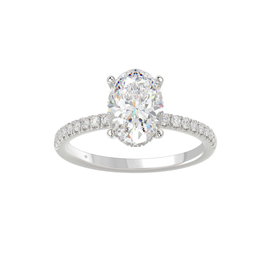2.20Ctw 14K White Gold Oval Lab Grown Diamond Solitaire Engagement Ring Size7 1.8Dwt