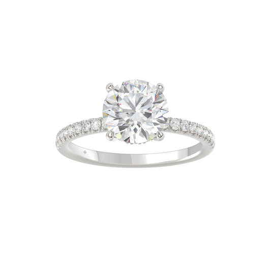 2.25Ctw 14K White Gold Round Lab Grown Diamond Solitaire Engagement Ring Size7 1.8Dwt