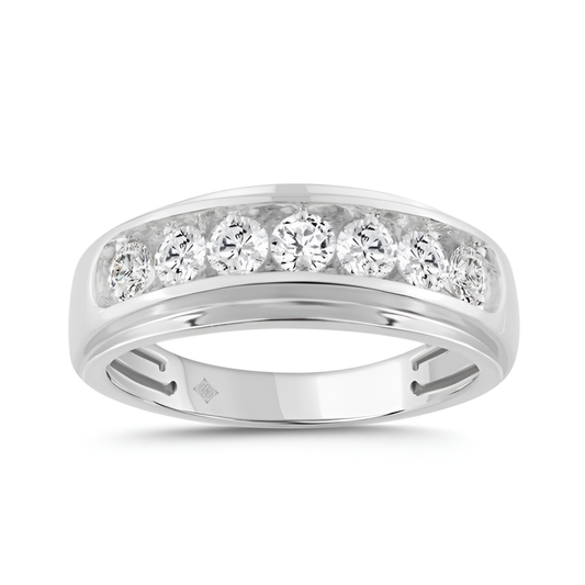 1.00Ctw 14K White Gold  Lab Grown Diamond  Engagement Band Men Ring Size10 3.8Dwt