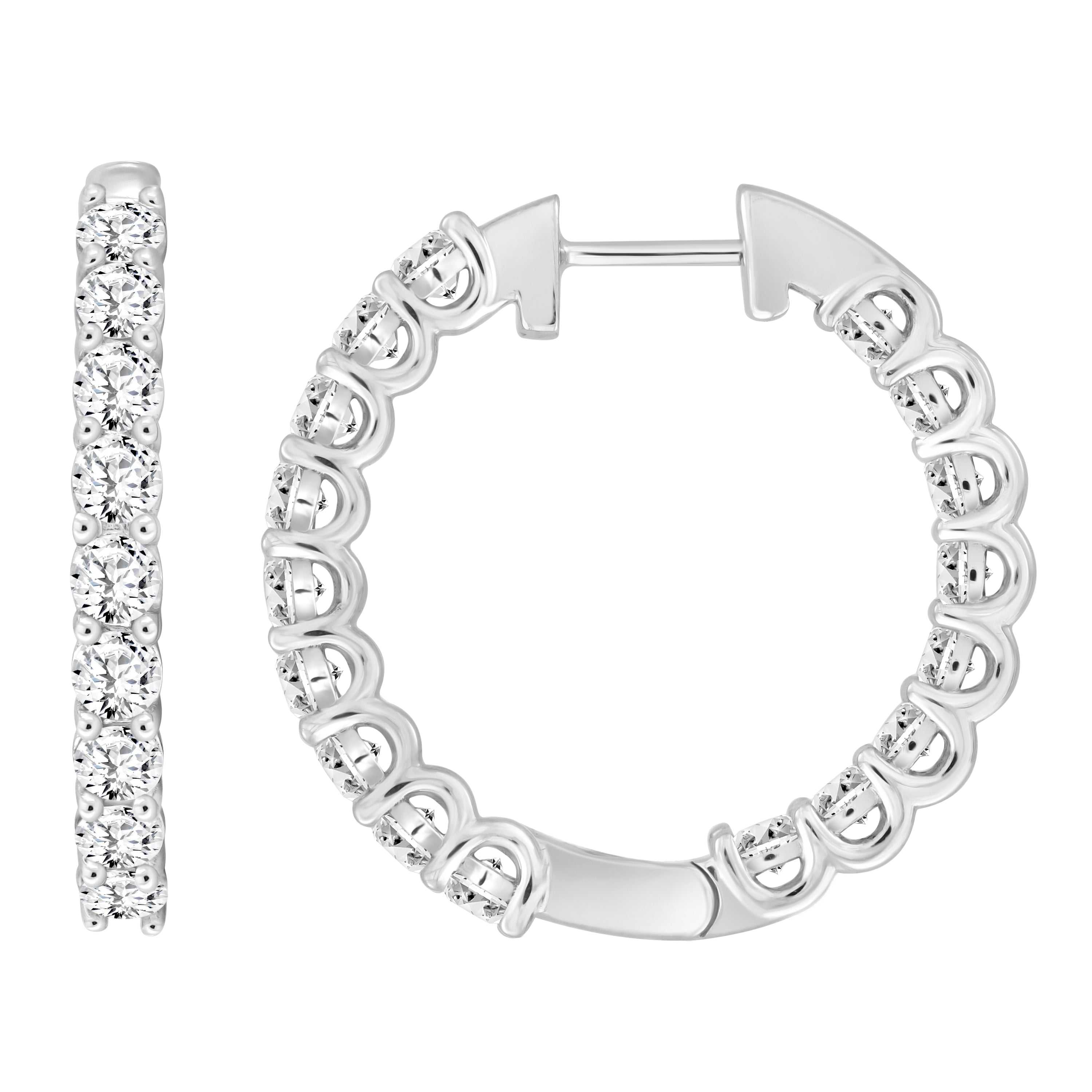 3.00Ctw 14K White Gold Lab Grown Diamond Hoop Earring  6.4Dwt