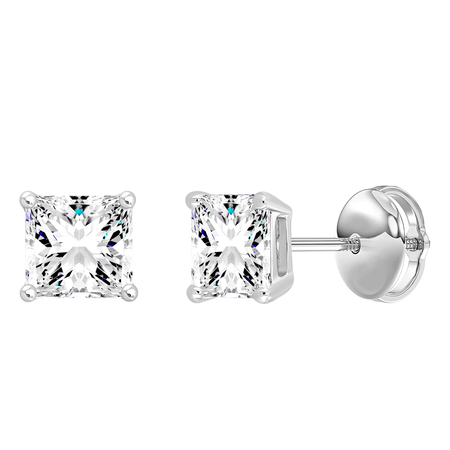 1.0Ct 14K White Gold Lab Grown Diamond Solitaire Stud Earrings 0.7Dwt