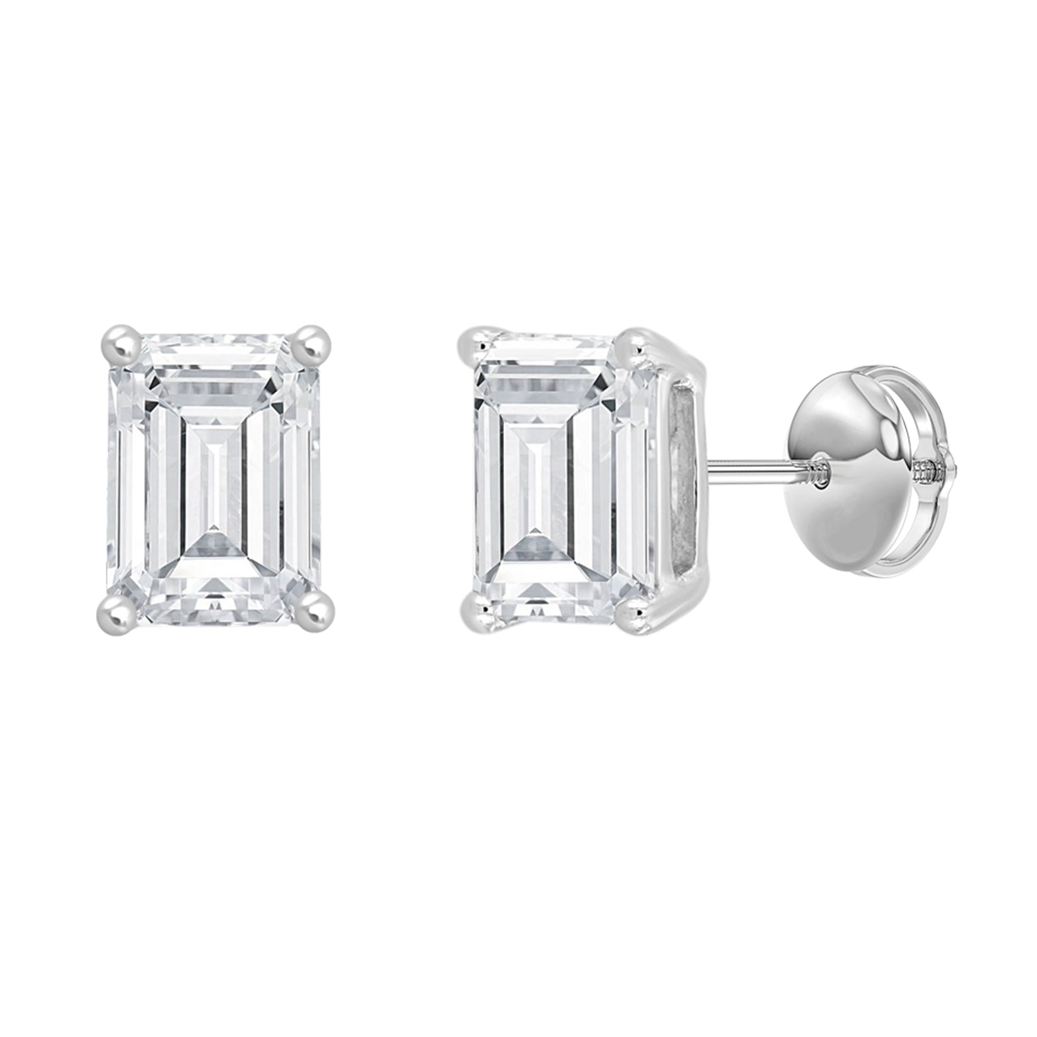 1.0Ct 14K White Gold Lab Grown Diamond Solitaire Stud Earrings 0.7Dwt